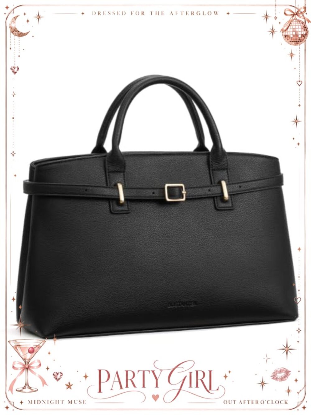 Vegan Leather Satchel Handbag Top Handle Removable Strap Structured